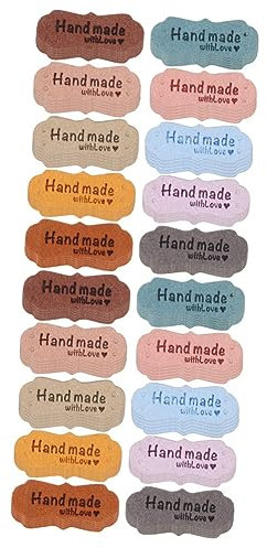 VILLCASE 200stücke Pu Leder Etiketten Mit Geprägten Buchstaben Handgemachte Labels Für Dekorationen An Kleidung Taschen Schuhen Und Mehr Stilvolle Bastelaccessoires Farben
