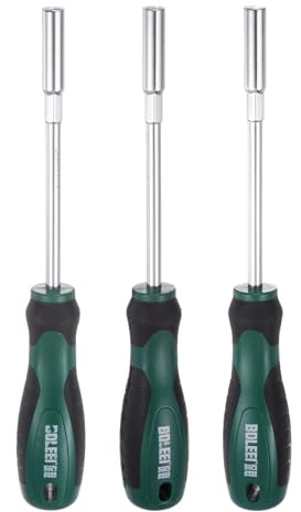 QUARKZMAN 3pz Chiave a Dado Metrico 5/5.5/6mm Cr-V Cacciavite a Bussola | con Punta Non Magnetica e Manico Antiscivolo, per Riparazioni Automobilistiche, con Asta Cava, Esagonale