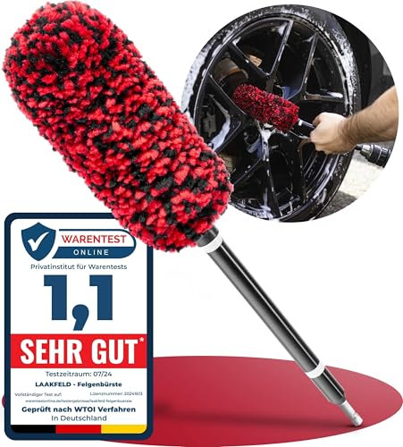 LAAKFELD Felgenbürste für Akkuschrauber (schnelle & mühelose Reinigung) - Top Ergebnis mit schonendem & langlebigem Bürstenaufsatz Akkuschrauber Auto - Felgen Bürste Bohrmaschine einfach & belastbar