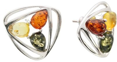 Elegante Bernstein Ohrringe von Artisana-Schmuck in multicolor, Fassung 925/000 Sterling Silber rhodiniert