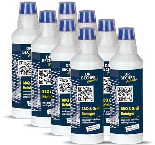 DR.BECHER @home Vorteilspack BBQ & Grill Reiniger Gel - Entfernt eingebrannte Verkrustungen zuverlässig und selbsttätig - Ideal für Edelstahlbleche, Grillroste und feuerfestes Glas 8x 500ml