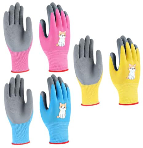 TINEASUR 3paare Cartoon-gartenhandschuhe Für Junge Mädchen Gartenhandschuhe Garten Arbeitshandschuhe Zum Schutz Verschleißfeste Outdoor-sporthandschuhe Atmungsaktiv Einfach Zu Reinigen