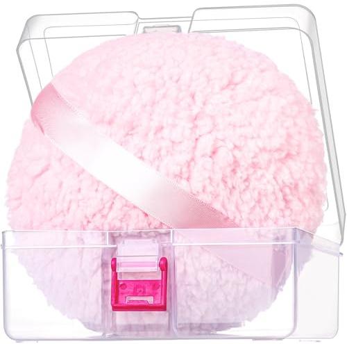 Gootaimi Powder Puff, 6 Powder Puff for Body Powder, Body Powder Puff, Soft Body Powder Puff and Container, Extra Large Women Pink
