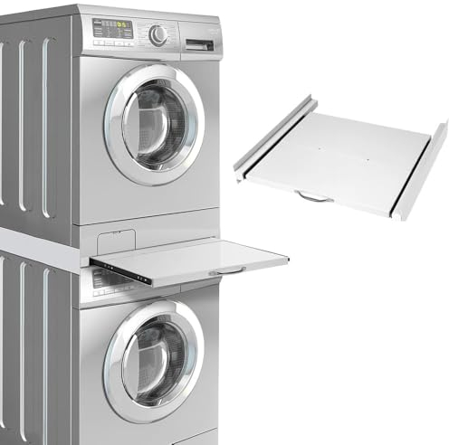 Telaio intermedio in acciaio, con piastra estraibile, max. 100 kg, telaio di collegamento, accessorio per lavatrice, asciugatrice, cesto della biancheria, telaio intermedio universale (60 x 54 cm)