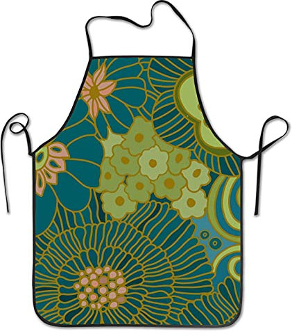 Personalisiert Grillschürze Retro-Blume 1 Malschürze Verstellbare Bastelschürze Premium Küchenschürze Für Malerei Café