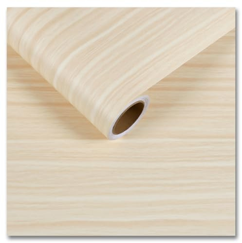 CRE8TIVE Thick Rustic Wood Wallpaper Peel and Stick Waterproof Cream Yellow Wood Grain Contact Paper for Cabinets Countertops Desk 12x80 Self Adhesive Removable Beige Wall Paper for Kitchen Bathroom