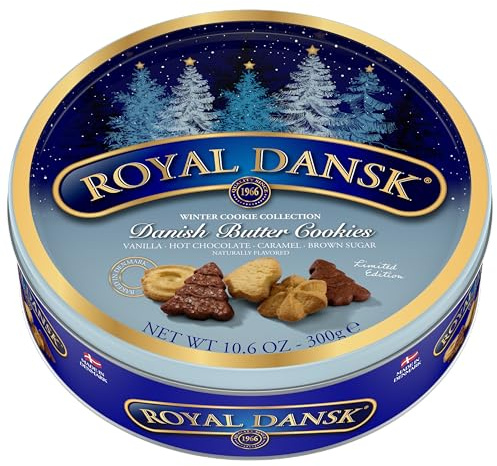 The Original Danish Recipe Butter Cookies Assortment, Royal DansK Danish Chocolate Biscuits Tin 300G (16 Ounce), Perfect Chritsmas Gift for friends and family, Gift Box for Women, Men & Kids (1 Tin)