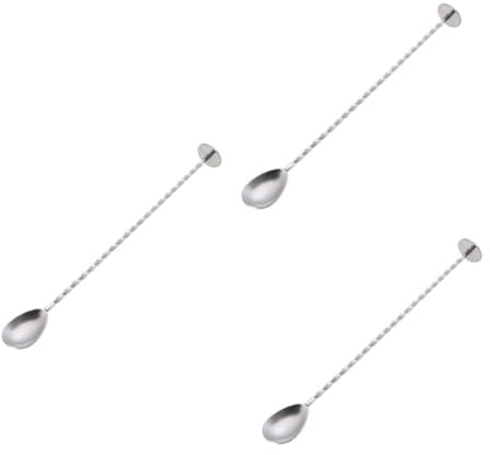 ABOOFAN 3pcs Long Bar Stirring Stick Stainless Steel Cocktail Spoon Swizzle Stick for Easy Mixing Stylish Presentation