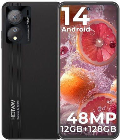 HOTWAV Note 12 EF Smartphone (2025) Android 14 Telefono 6,8'' HD+,12GB RAM+128GB ROM/1TB TF 5160mAh 48MP AI Fotocamera Dual SIM 4G Telefono Cellulare 5G WIFI, 3 Slot/GPS/Face ID