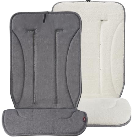 Momcozy Reversible Stroller Cushion | Universal Breathable Stroller Liner | Winter Warm Car Seat Liners | Crib Carriage Cushion Pad | Plush for Winter Use ＆Soft Fabric for All-Season Comfort