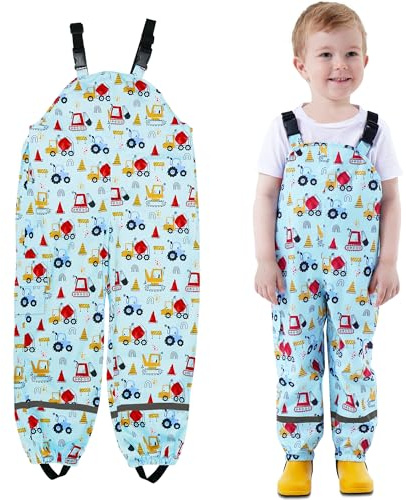 JinBei Pantaloni Impermeabili per Bimba Bimbo Unisex Salopette, 2-7 Anni | Cinturino Regolabile, Antivento, Traspirante, con Striscia Riflettente, Tasca Salopette Pants Impermeabile Abbigliamento