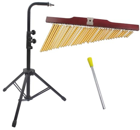 Chimes Instrument, 36 Tone Golden with Tripod and Percussion Stick Table Top Bar Chime Sound Healing Instruments Accompaniment Bells Music Teaching Aids Stage Performance
