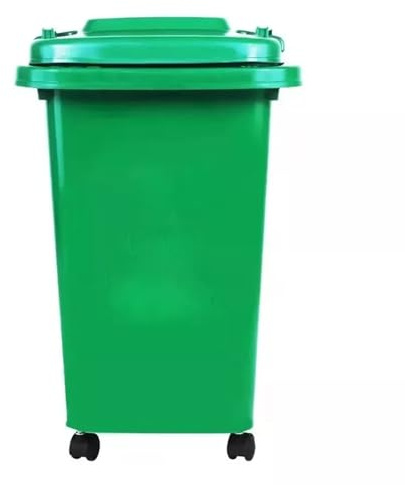 DUAS Recycling Wheelie Bin Dustbin Plastic Rubbish Waste Trash Bin for Kitchen Home and Office – 30L & 50L Sizes – Green, Red, Grey and Blue (Green, 30L)