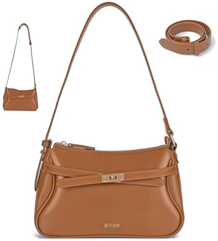 BITUOR Handtasche Damen Klein, Damen-Schultertaschen Elegant Y2K Shoulder Bag for Women PU Leder, Kleine Umhängetasche mit verlängertem Schultergurt für Dating Reisen Party Schönes Geschenk