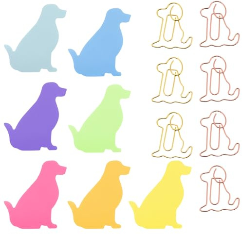 Ptwola 7 Stück Niedliche Hunde Haftnotizen mit Büroklammern Selbstklebende Cartoon Tier Haftnotizen Index Tabs Hunde Form Marker Memoblöcke(210 Blatt)