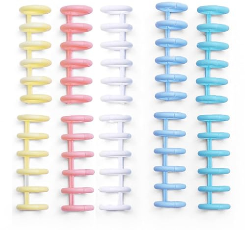 FYHJNC 10Pcs 6-Hole Plastic Binder Rings 12mm Macaron for A5 Notebook