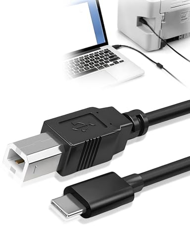 USB C auf USB B Midi-Kabel, USB 2.0 Typ-B, 1 m, schwarz, Typ C auf Mi-Di-Schnittstellenkabel für Midi-Controller, Mi-Di-Tastatur, Audio-Schnittstellen-Aufnahme, Scanner-Drucker, Faxgerät, Kopierer