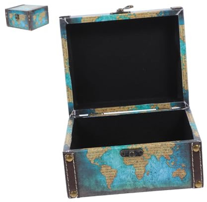 MAGICLULU Vintage Aufbewahrungsbox Holz Mit Schloss Für Zuhause Tagebücher Postkarten Schatztruhe Im Piraten Design Kleines Format Robust Und Dekorativ