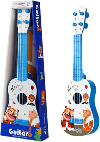 CutitiUU Kids Ukulele Guitar Toy,41CM Ukulele for Kids Toy Guitar with 4 Ajustable Strings,Cartoon Mini Guitar Educational Toys for Toddlers Beginners Boys Girls Gift (Blue)