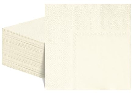 60 Pcs Cream Paper Napkins 5 Inch, 2 Ply Cream Cocktail Napkins