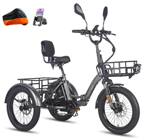 Fafrees F20 Mate Dreirad e Bike Klapprad, E-Bike 3 Rad 48V 23.45Ah Akku, Elektro Dreirad 20 * 3.0 Zoll, Hydraulischer Bremsstarter, Lasten ebike für Erwachsene