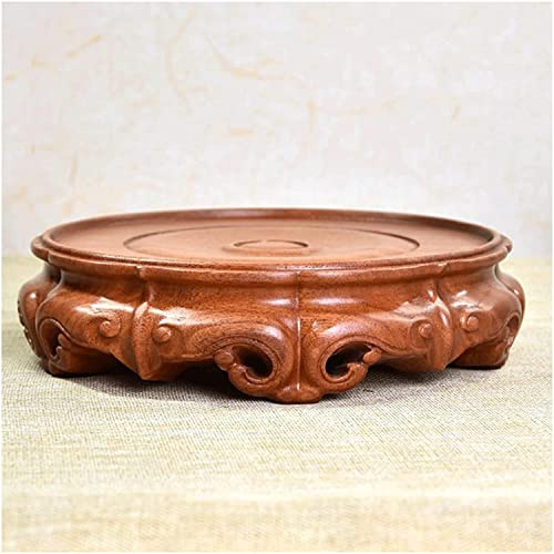 Support Pour Plantes, Base De Vase En Bois, Socle Rond En Poirier Pour Bonsaï, Vase Pour Aquarium, Statues De Bouddha, Pot En Argile Violette, Présentoir De Décoration Pour La Maison, Hauteur De 5,8 C