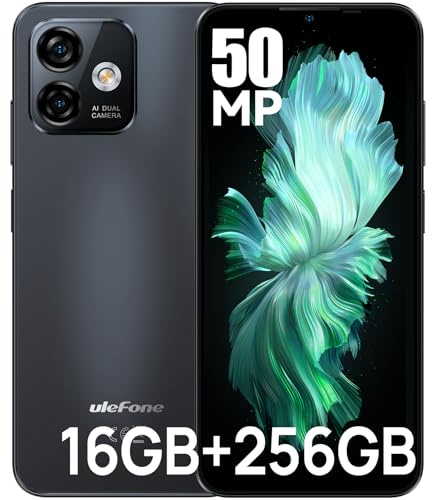 Ulefone Note 16 Pro Téléphone Portable 16Go+256Go/TF-256Go, Smartphone 4-Core, Caméra 50MP+8MP, Écran 6.52 HD+, 4400mAh，Android 13, 4G Dual SIM/WiFi/GPS/OTG/Face ID/Fingerprint/NFC/2Ans Garantie-Noir