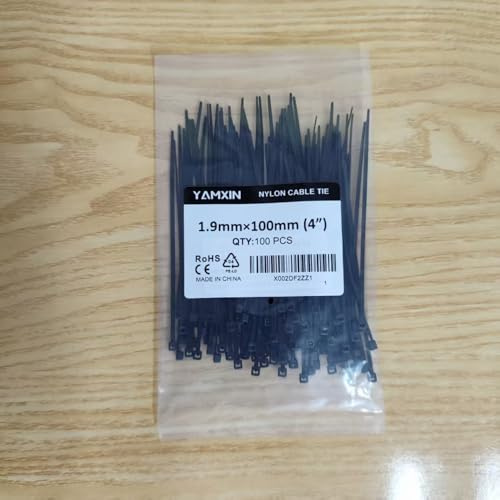 YAMXIN Cable Ties Small Black 100 mm x 1.9 mm - Pack of 100 - for Electrical Installation, Household, Garden, Cable Management