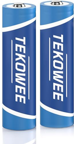 3.7V Rechargeable Battery 2 Pack, Button-top 3000mAh Batteries for Headlamp, LED Flashlight, Small Fan