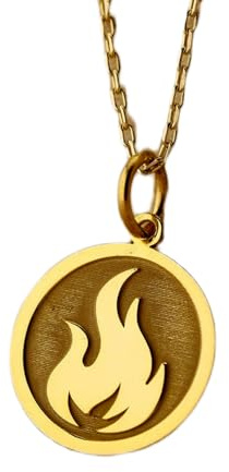 Collar de plata de ley 925 de 24 mm, cadena de 45,7 cm, collar de fuego, colgante de fuego, elemento de fuego, símbolo de fuego delicado, joyería de elemento de llama, mujer, joyería hecha a mano