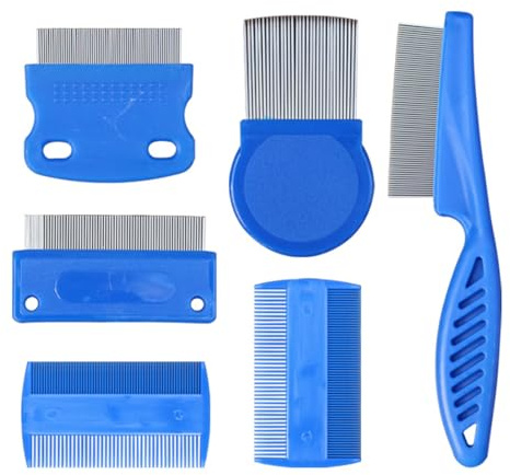 GNALIA Läusekamm 6Er Set Blau 18 Cm Lang 3.2 Cm Breit Metall Nissenkamm Für Effektive Läuseentfernung