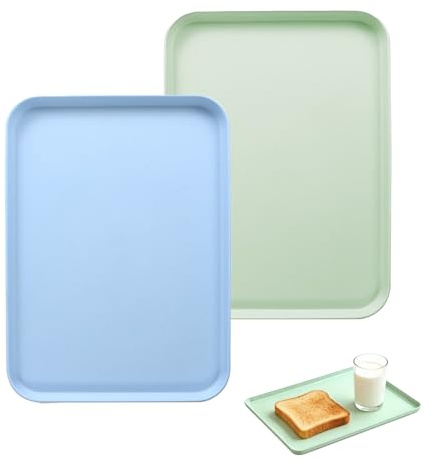 NIVRAIN 2 Stück Kleines Tablett, Rutschfest Rechteckig Servierplatten, Wiederverwendbar Serviertablett Klein, Geeignet für leichte Gastronomiebetriebe (A)