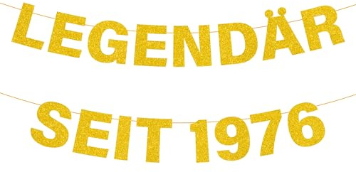 50 Geburtstag Deko Mann Frau - 1 Stück Deko fur Mann Frau | Gold Glitzer Deko mit Banner und Girlande für 50 Geburtstag Mann Frau ideal für Jubiläum Feier