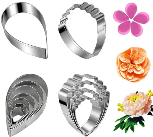 TLDBATICE 11 Stück Ausstechform Tropfen Rosenblüten Ausstechformen Cookie Keks Plastik Blume Keksausstecher Blumen Blumen Ausstecher DIY-Backwerkzeuge für Kuchen Brotherstellung Plätzchen