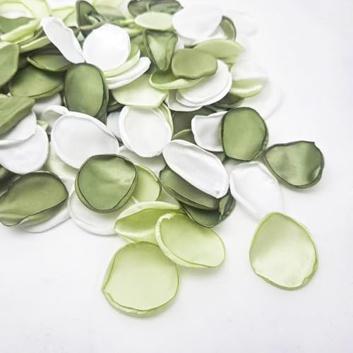ZYOOO 200Pcs Silk Rose Petals for Romantic Night, Green Fake Flower Petals for Wedding Centerpieces, Aisle Scatter, Flower Girl Basket, Party and Table Decoration