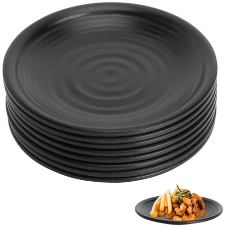 APOMOONS Platos de Melamina Negros 8 Piezas 15 cm, Platos Pequeños para Salsas Snacks Sushi Postre, Vajilla Negra Resistente con Acabado Mate para Casa Restaurante Buffet