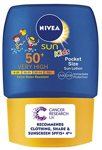 NIVEA SUN Kids Pocket Size Sun Lotion SPF 30 (50ml), Travel Size Suncream with SPF30, Children's Sunscreen for Immediate Protection from Sun Exposure