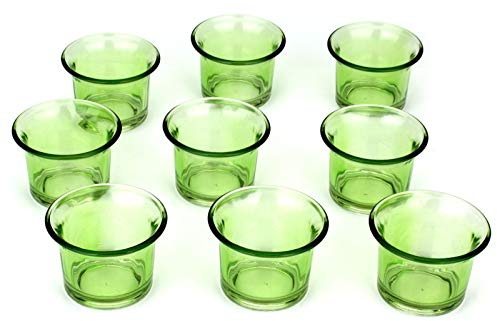 NoNa 4,5 cm Teelicht-Gläser - Neun im Set - GRÜN - Teelichtglas Kerzenglas Kerzengläser Teelichthalter