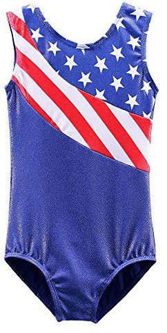 BAOHULU Gymnastics Leotards for Toddler Girls Patriotic Sparkle Red Blue Athletic Dancewear B149_US_8A