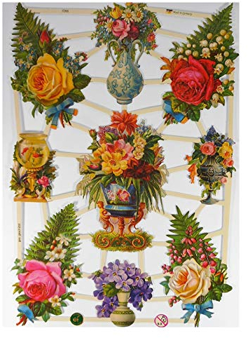 Glanzbilder EF 7266 Blume Vase Liebe Blatt Rose Posiebilder Scrapbook Deko GWI 609