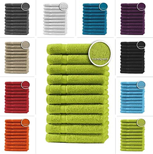one-home 10er Set Gästetücher Handtücher Duschtücher Badetücher Frottee 100% Baumwolle, Präzise Farbe:Grün, Produktart:Gästetücher 30x50 cm