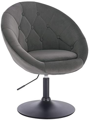 WOLTU 1 x Barsessel Loungesessel mit Armlehne, stufenlose Höhenverstellung, Samt, Dunkelgrau