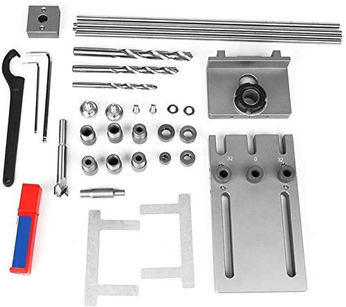 Auoeer Tools Woodworking Drill Guide Kit, 3 in 1 Self Centering Dowelling Jig Woodworking Drill Guide Locator Kit 600mm Extension Rod for Joinery Woodworking Carpentry Projects Drill bit Set