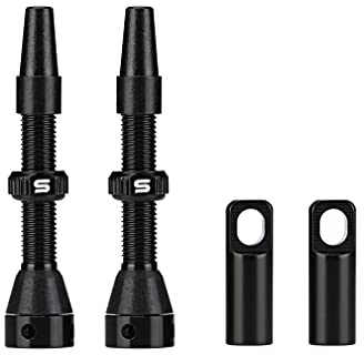 Stelo valvola Presta Tubeless FOMTOR, steli in lega di alluminio con cappucci per strumento di rimozione del nucleo di valore adatti a cerchi tubeless per biciclette (nero, 44 mm, coppia)