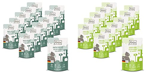 MjAMjAM - Premium Nassfutter für Katzen, vorzügliches Kalb & Truthahn an leckeren Möhrchen (12 x 125 g) & Premium Nassfutter für Katzen, leckeres Rind an gedämpftem Kürbis (12 x 125 g)