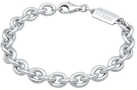 Kuzzoi 0204872022 Bracelet pour homme avec ancre (5 mm) pour homme, bracelet ancre ronde en argent sterling 925 massif, avec mousqueton, longueur 19-23 cm, poids 20 g, 21 Zentimeter, Argent sterling
