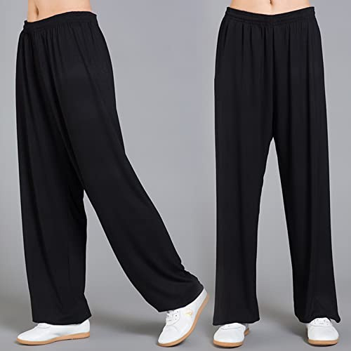 MXRFACTory Uomini e Donne Pantaloni Tai Chi Modale Cotone Elastico con Coulisse Pantaloni da Allenamento Traspiranti Leggeri E Lisci Adatti per Praticare Arti Marziali Yoga con Tasca Interna,004,S