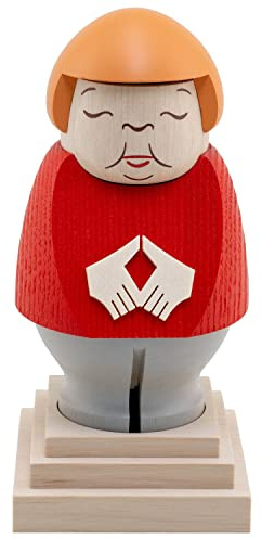 Seiffener Volkskunst | Räuchermännchen Erzgebirge | Politiker Sammlerstück Räucherfrau Bundeskanzlerin Angela Merkel 14 cm rotfarbenen Blazer