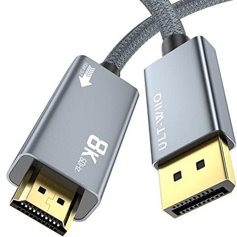 8K@60Hz DisplayPort a Cable HDMI, 2M, DP 1.4a a Cable de vídeo HDMI 2.1, soporte 8K, 4K@120Hz/144Hz, 2K@240Hz, HDR, Dolby Vision, HDCP 2.3, DSC 1.2a para PC, HP, ASUS, DELL, GPU, AMD, NVIDIA