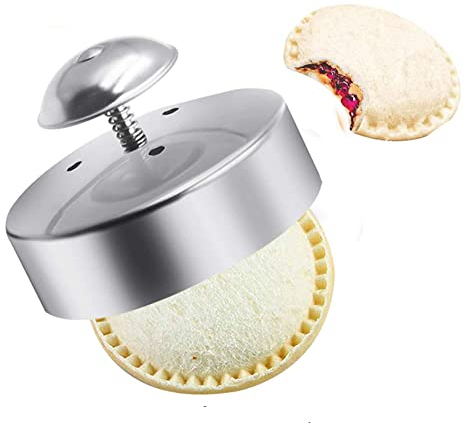 Lioaeust Cortador de sándwiches de acero inoxidable, cortador de galletas, cortador de galletas, sellador de molde tipo empuje, cortador para pizza, 9 x 9 x 4 cm